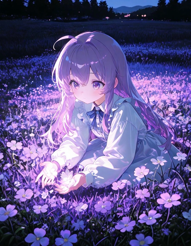 Ảnh anime lang man mau tim