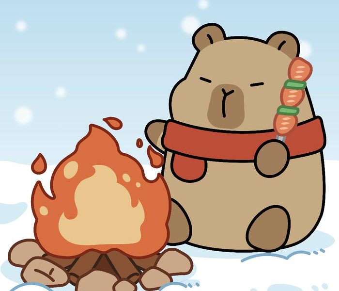 Ảnh capybara chibi guong mat tron nhin dễ thương