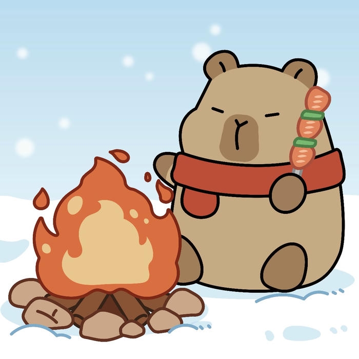 Ảnh capybara chibi guong mat tron nhin dễ thương