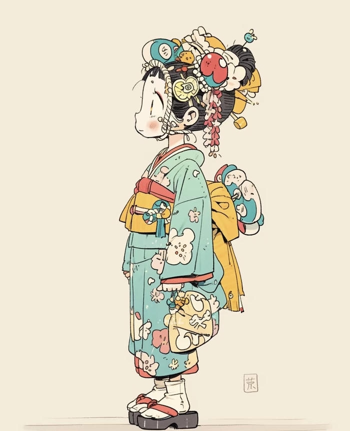 Ảnh chibi cute nu mac kimono đẹp