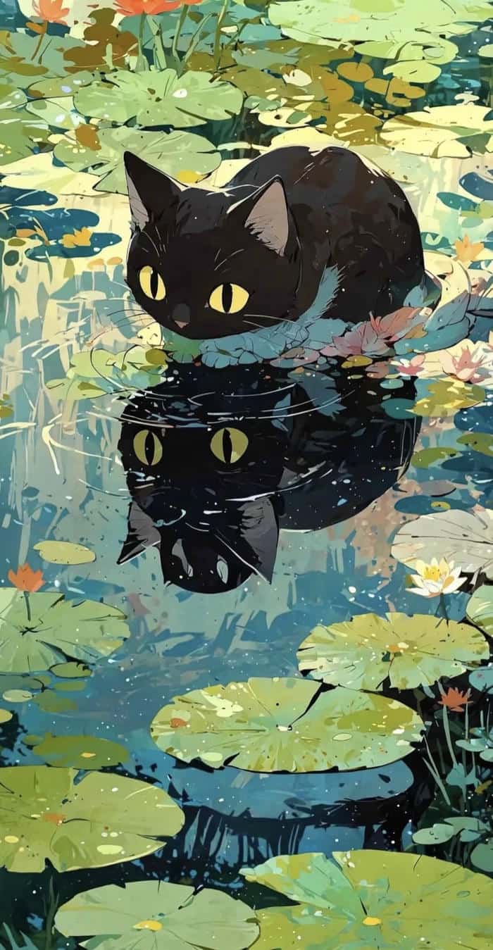 Ảnh hình nền chibi meo cực cute