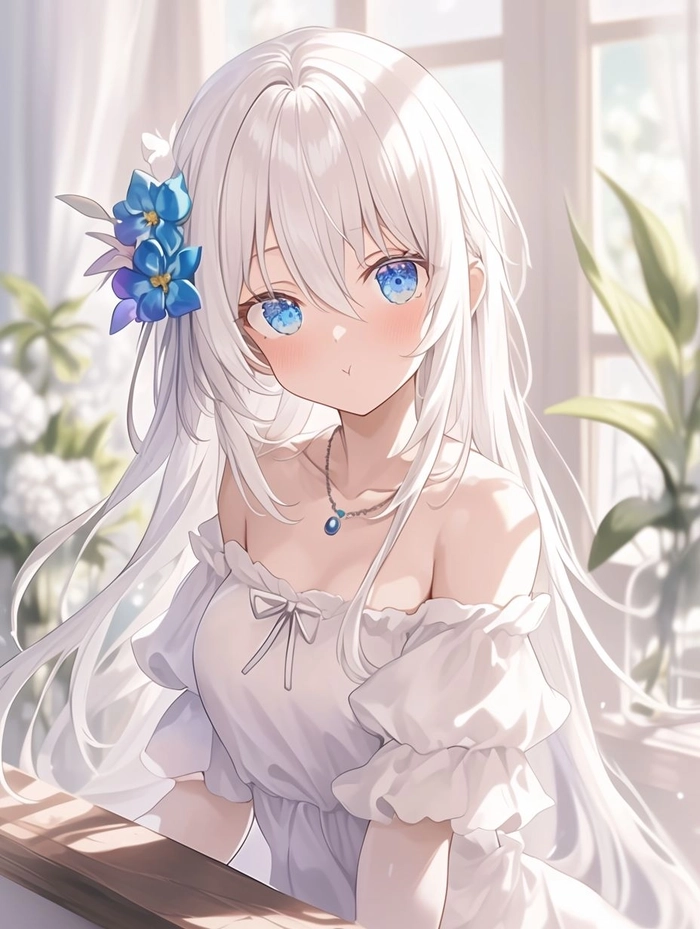 Ảnh nu anime toc trang ngầu