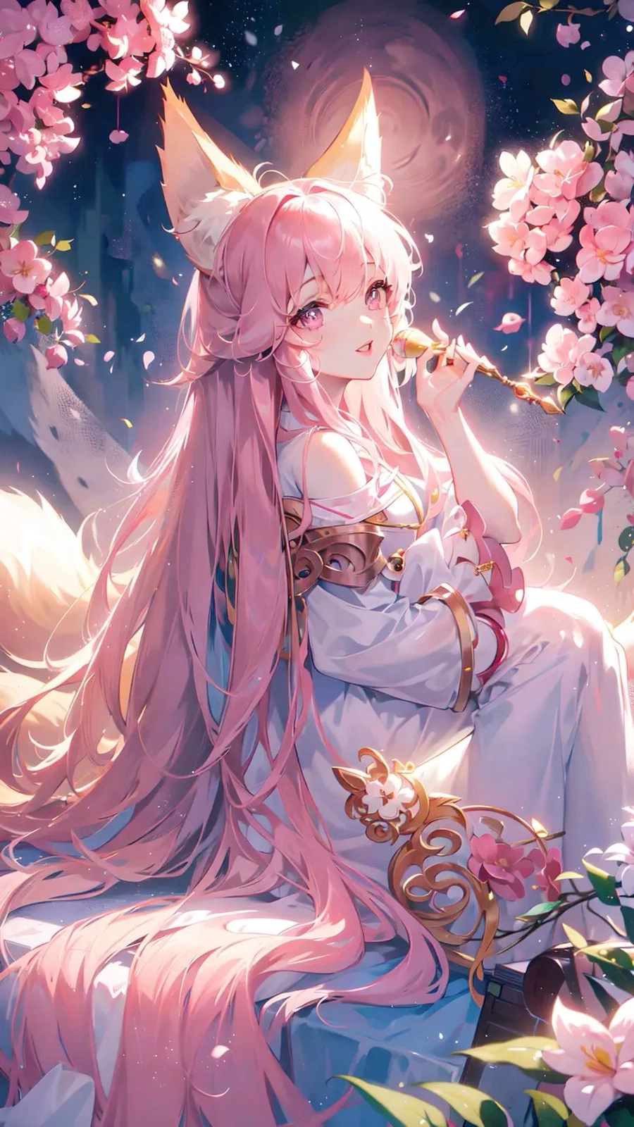 Anime nu đẹp toc hong