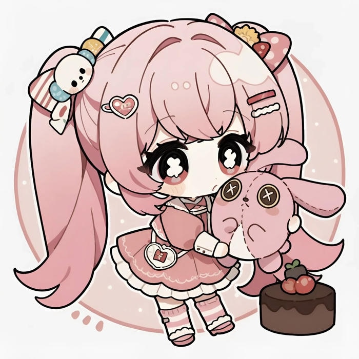 Chibi nu anime mau hong om gau bong