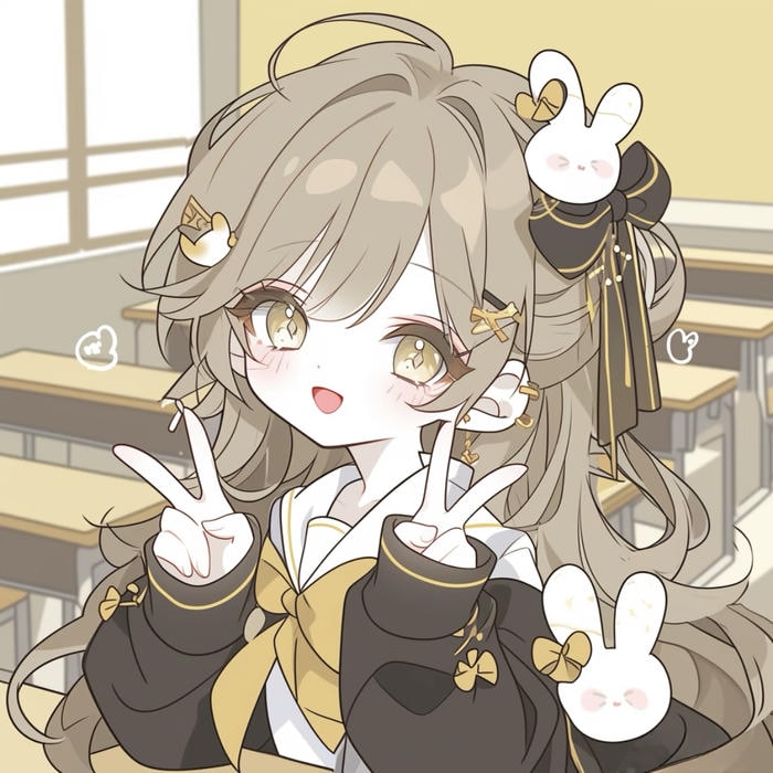 Chibi nu dễ thương kep toc hình tho