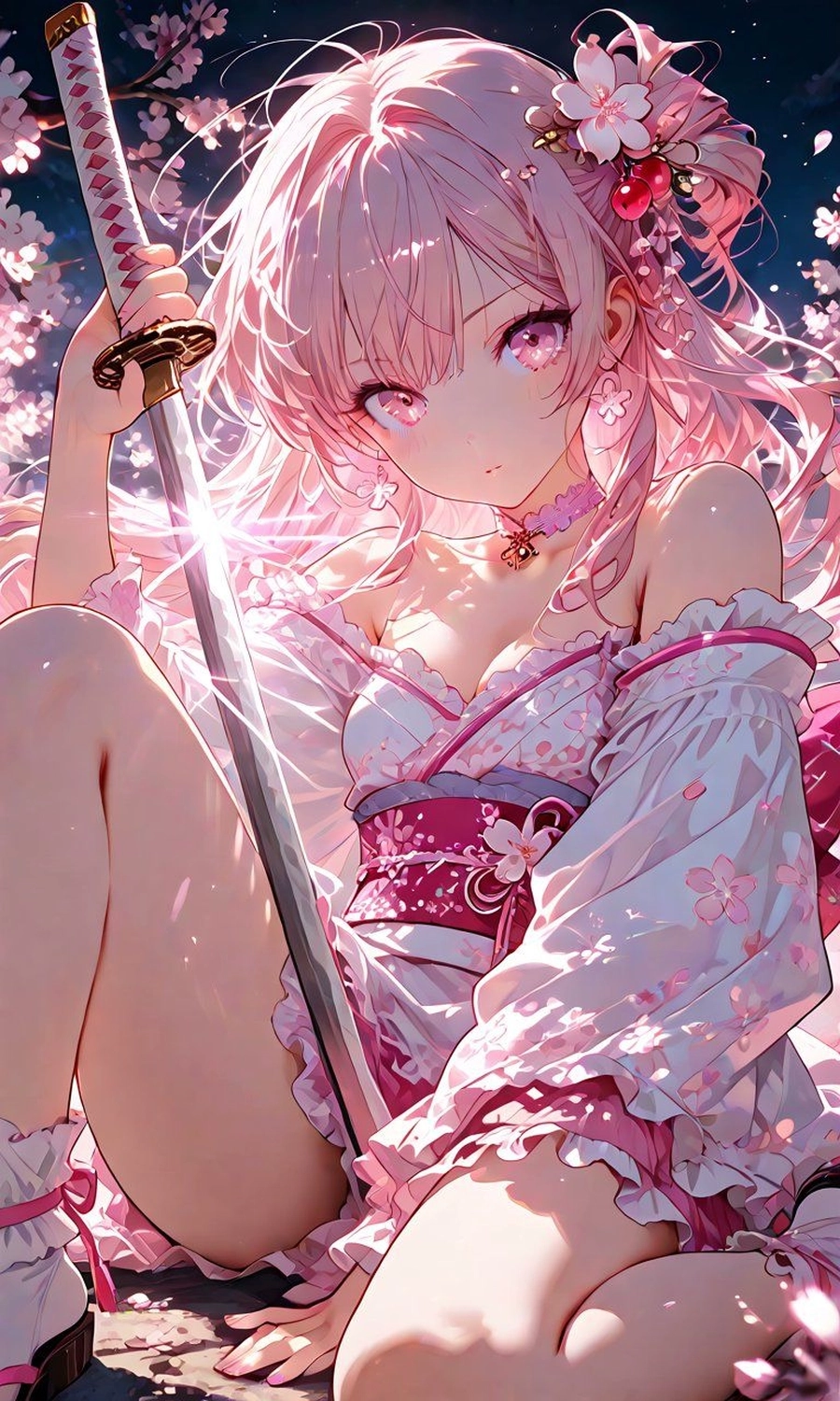 Gai anime dễ thương toc hong