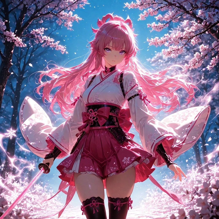 Gai anime toc hong dễ thương