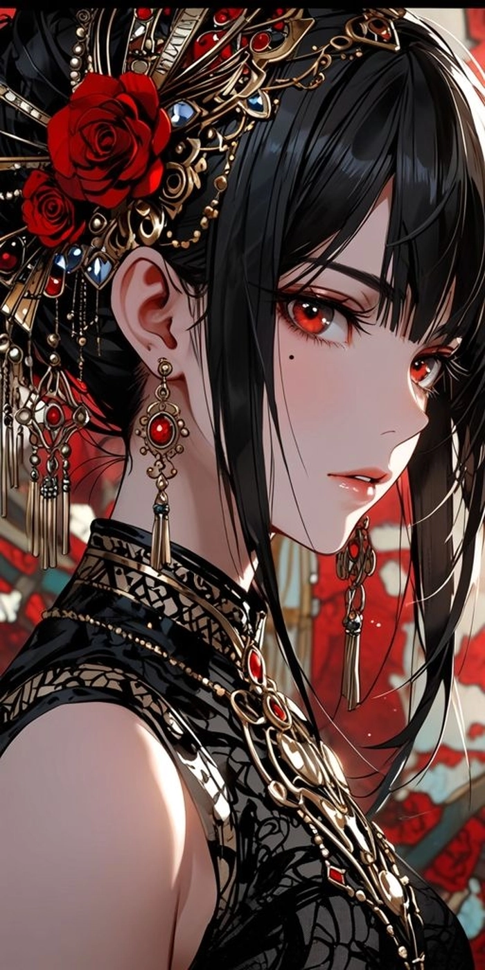 Girl Anime den toc xinh