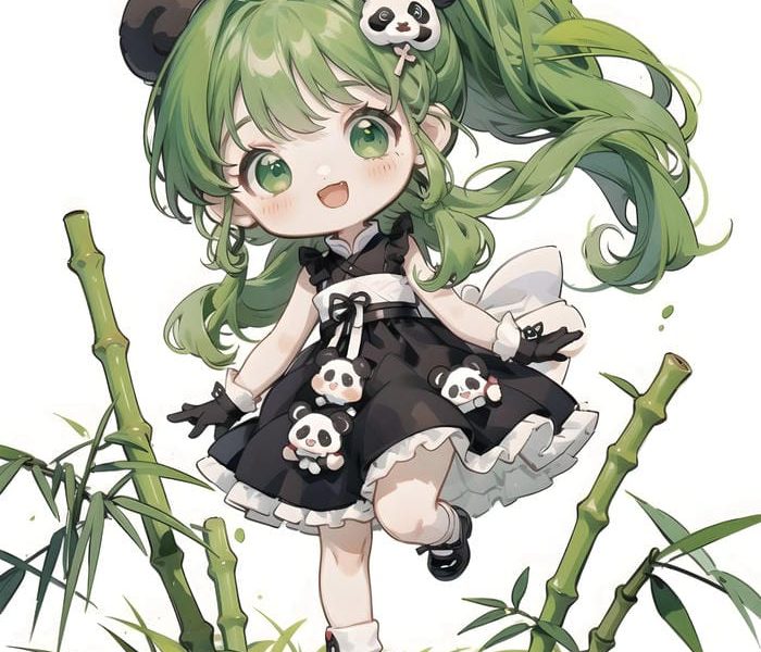 Hình anime chibi toc xanh cực đẹp