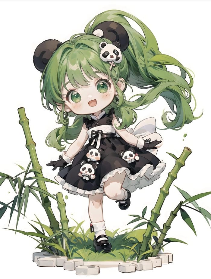 Hình anime chibi toc xanh cực đẹp