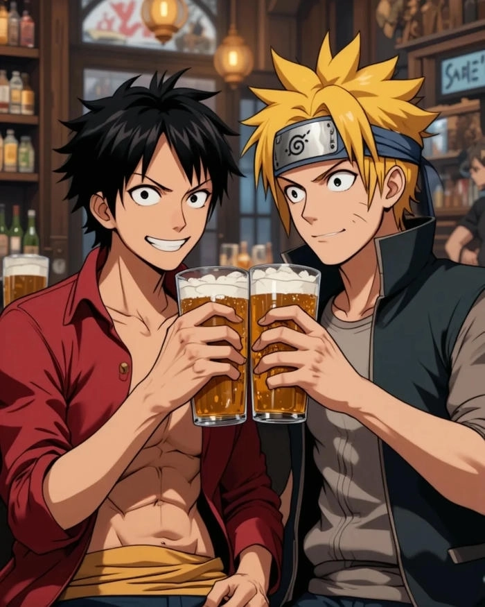 Hình anime đẹp Naruto x Luffy
