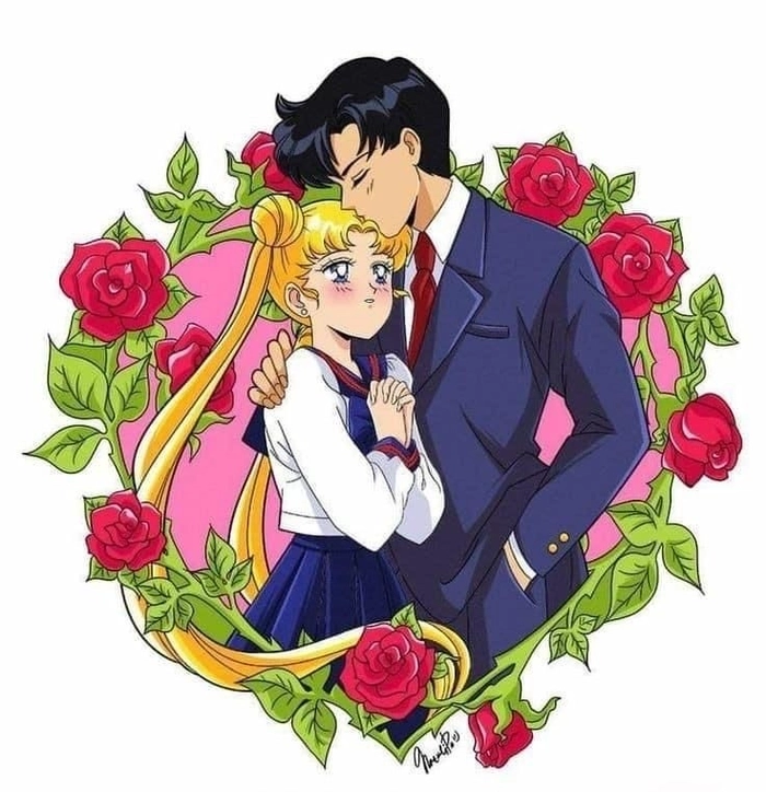 Hình cute Usagi va Mamoru