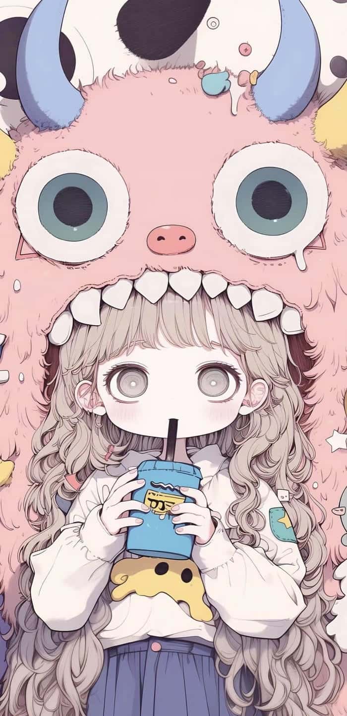 Hình nen chibi cute co be voi biểu cảm siêu ngầu