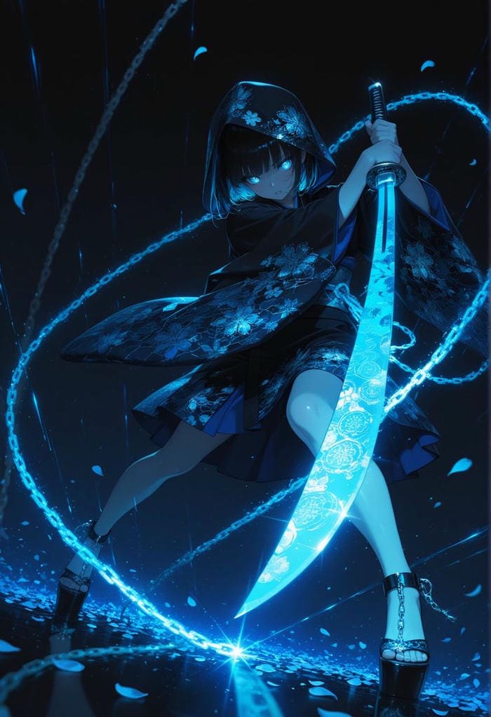 anh anime nu cầm kiếm dang dung vung