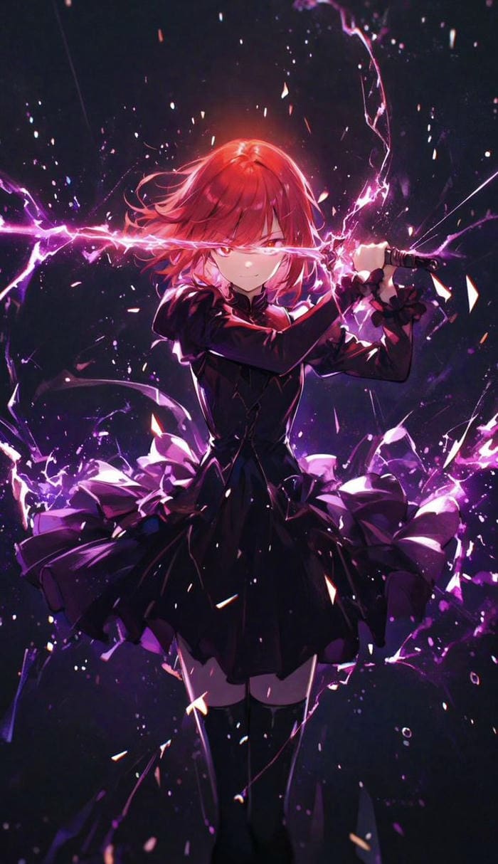 anh anime nu cầm kiếm hình ảnh uy luc