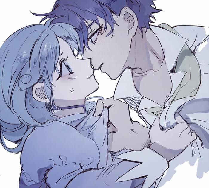 anh anime tinh yeu hôn nhau