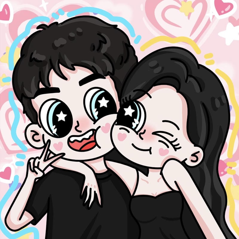 anh chibi cặp đôi voi biểu cảm hanh phuc