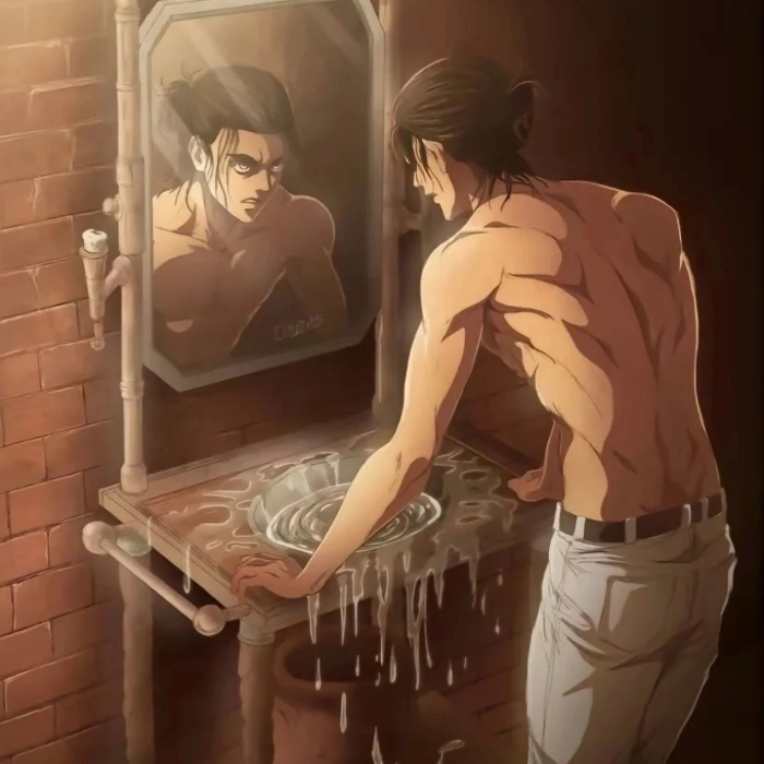 anh eren yeager truoc guong