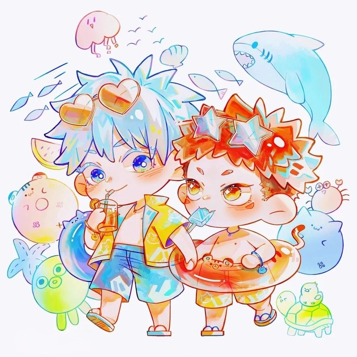 gojo x yuji chibi di bien