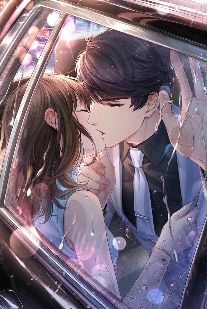 hình anime couple hôn nhau lang man